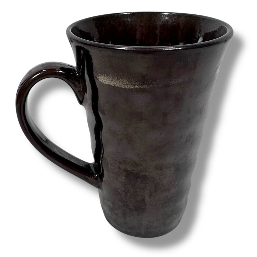 Joseph Abboud Cafe Au Lait Tall Latte Mug 5.5" Brown Round Glossy‎ Stoneware